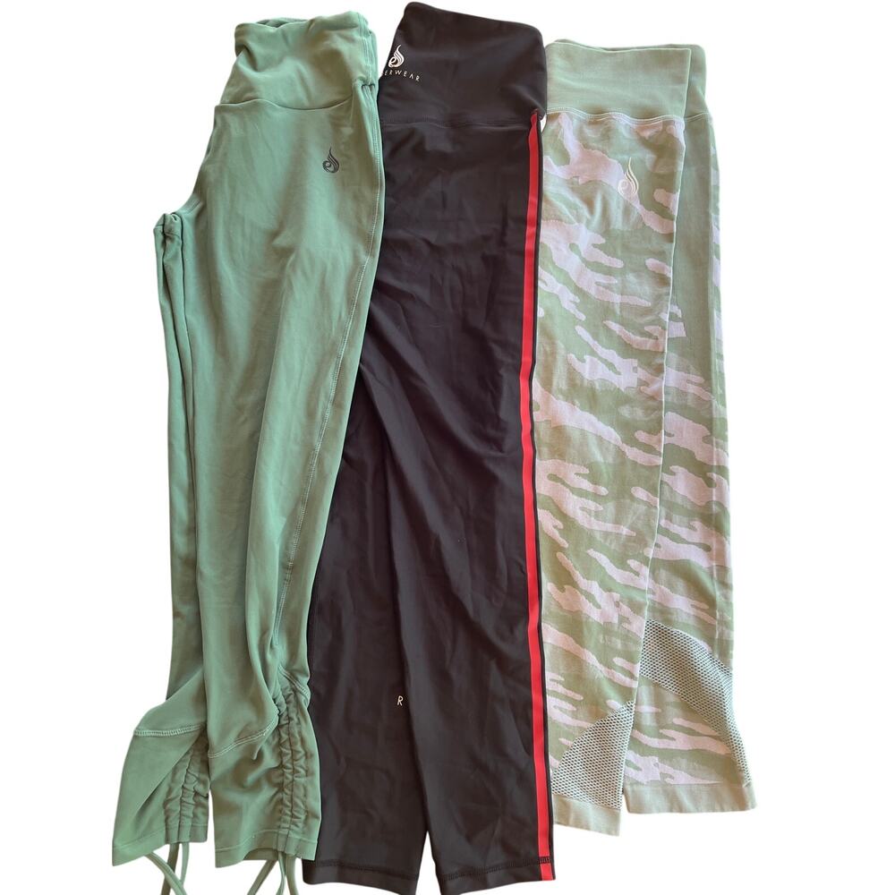 Ryderwear bundle of size L leggings green camo booty scrunch athletic lot of 3
